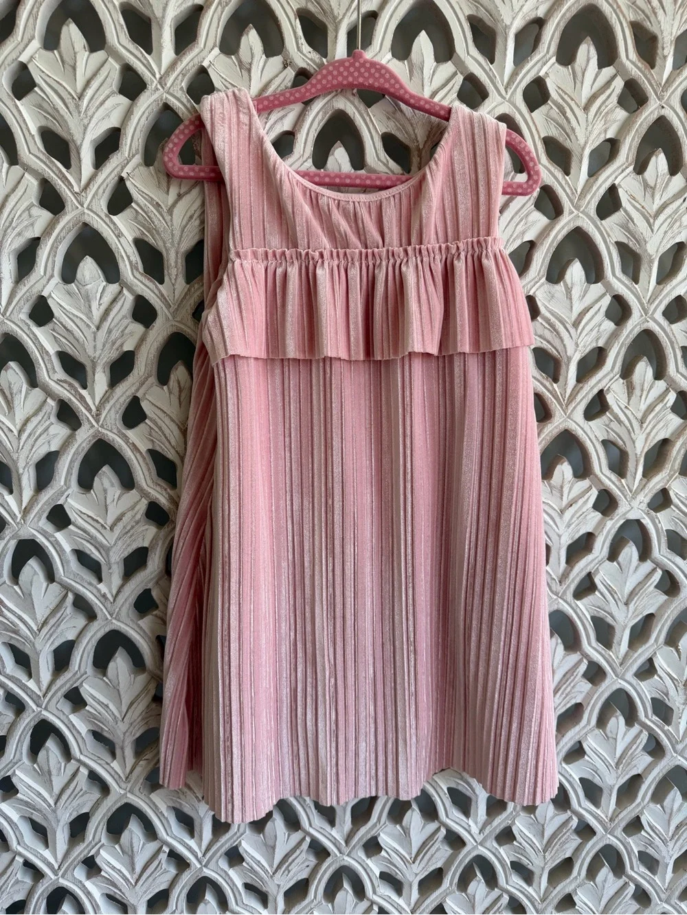 Cat & Jack Pink Pleated Velvet Dress Size 3T